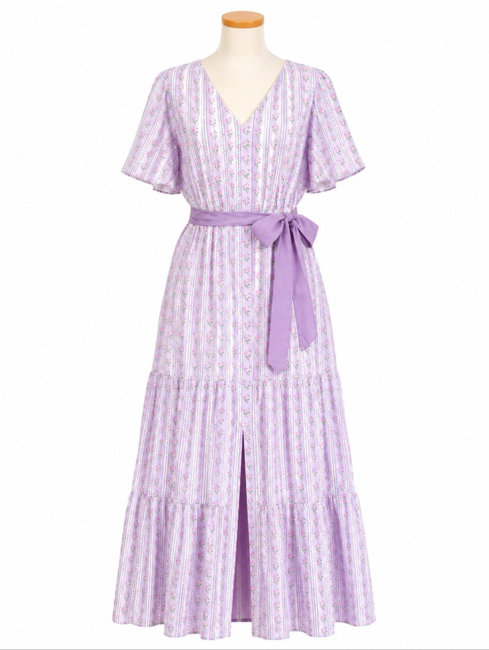 Southern Darlin Smocks Purple Stripe Floral Tiered Maxi Dress Adult XL Prairie